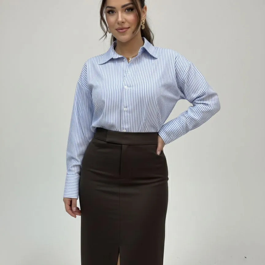 Valeria Yüksek Bel Yırtmaçlı Kalem Etek